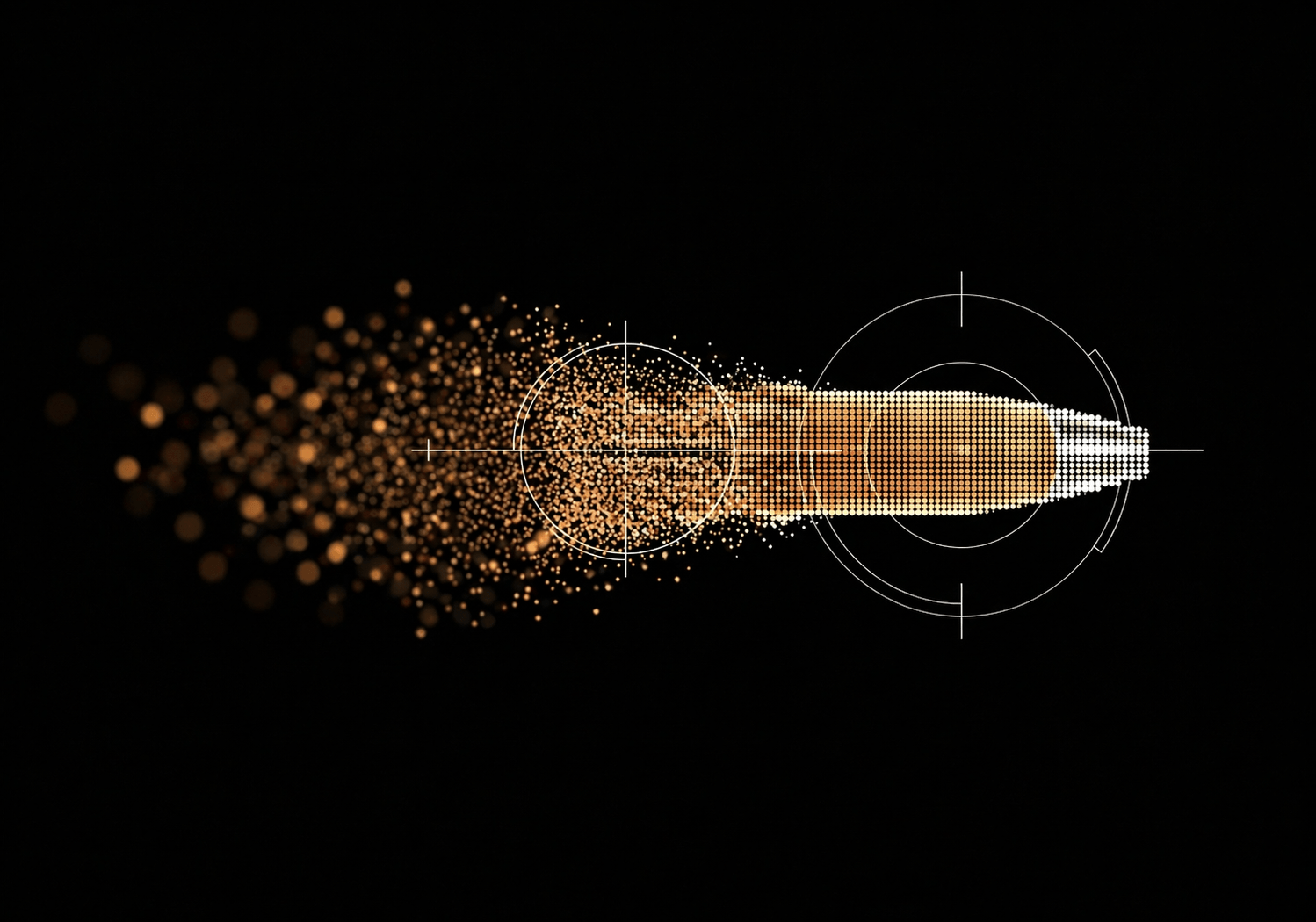 Halftone rendering of a precision munition with HUD overlays